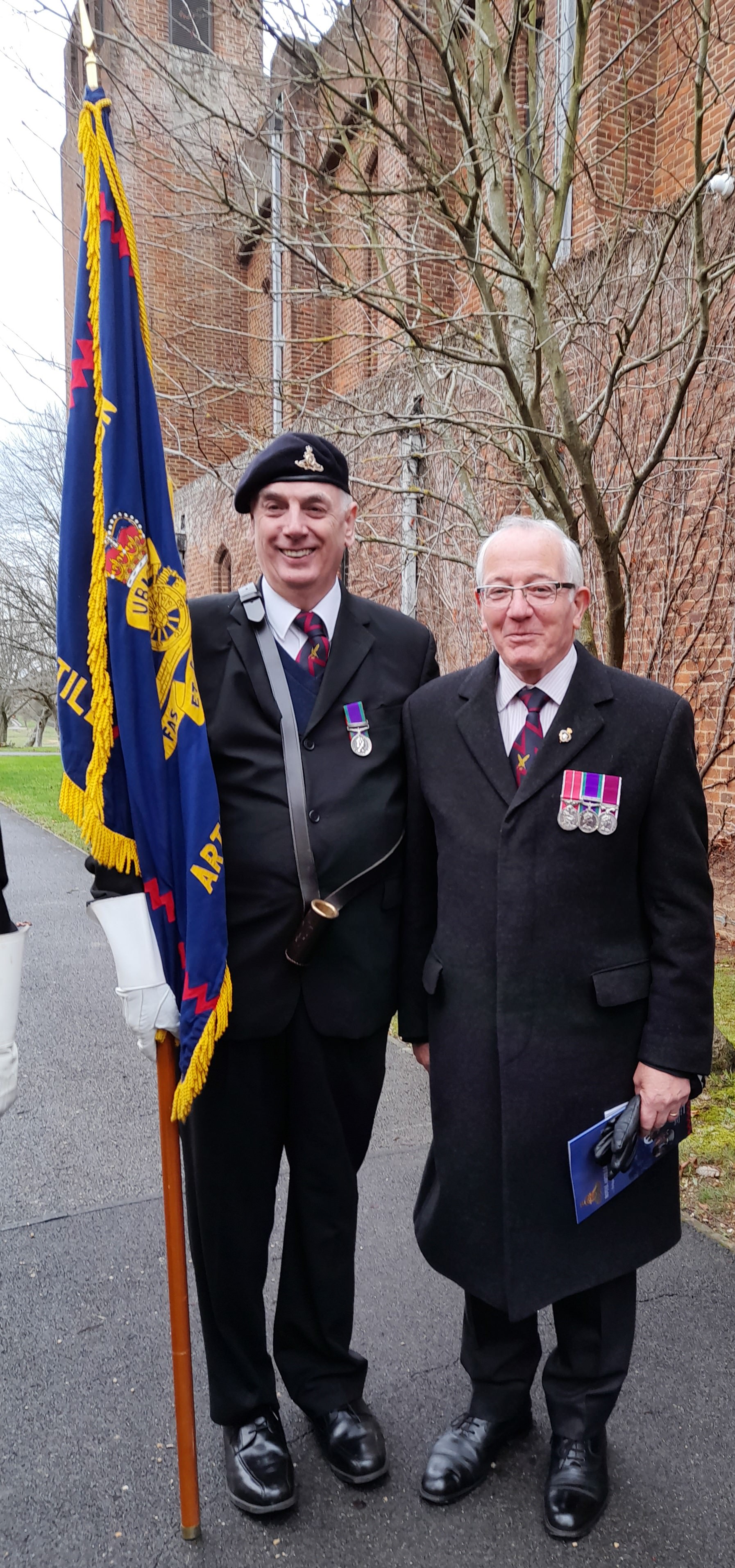 Andrew with the Association Chairman at St Barbara's Day, Larkhill 2021